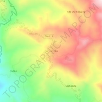 Pamashto topographic map, elevation, terrain