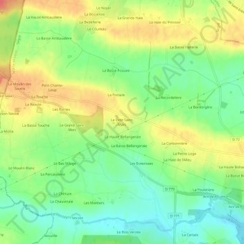 Le Petit Saint-Marc topographic map, elevation, terrain