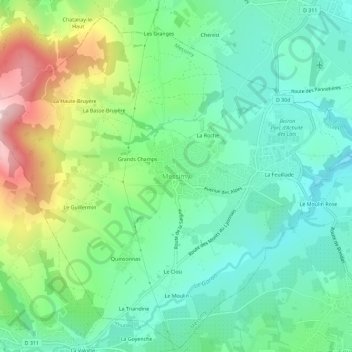 Messimy topographic map, elevation, terrain