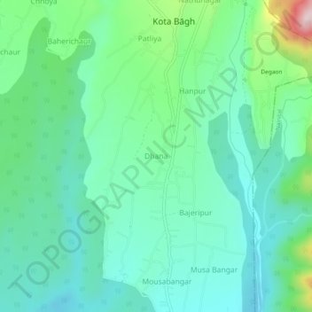 Dhana topographic map, elevation, terrain