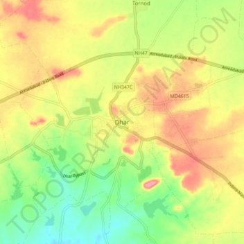 Dhar topographic map, elevation, terrain