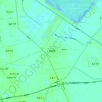 大邱庄镇 topographic map, elevation, terrain