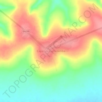 Capenda Camulemba topographic map, elevation, terrain