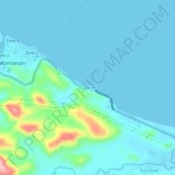 Angeles topographic map, elevation, terrain