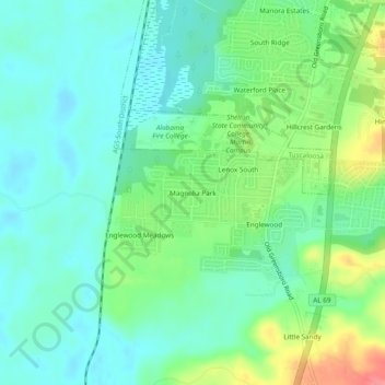 Magnolia Park topographic map, elevation, terrain