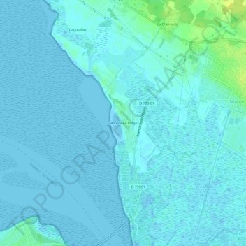 Marennes-Plage topographic map, elevation, terrain