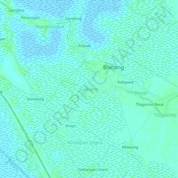 Gebang topographic map, elevation, terrain