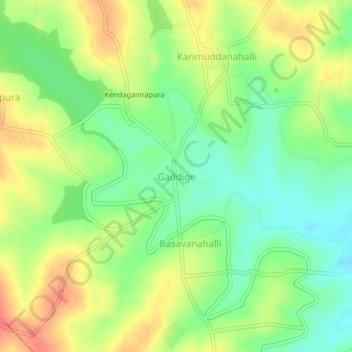 Gaddige topographic map, elevation, terrain