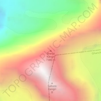 Sherpi Kangri topographic map, elevation, terrain