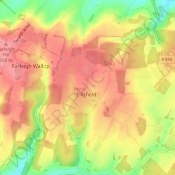 Ellisfield Green topographic map, elevation, terrain
