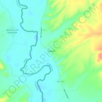 Ruidosa topographic map, elevation, terrain