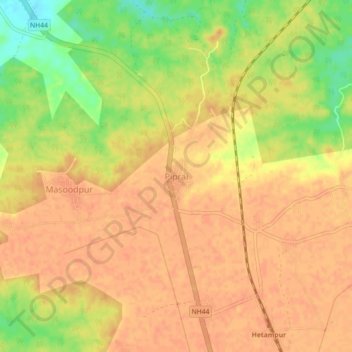 Piprai topographic map, elevation, terrain