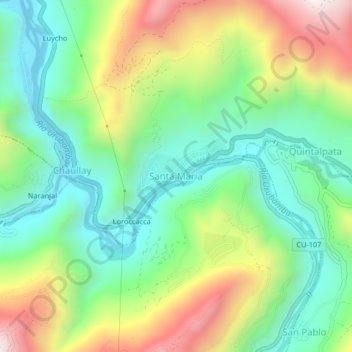 Santa María topographic map, elevation, terrain