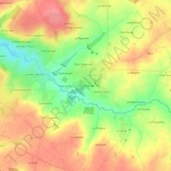 Chez Le Rouge topographic map, elevation, terrain