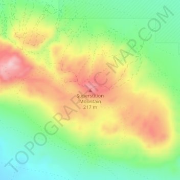 Superstition Mountain topographic map, elevation, terrain