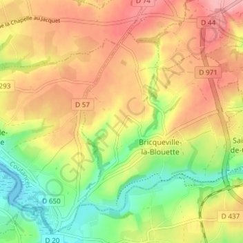 Le Breuil topographic map, elevation, terrain