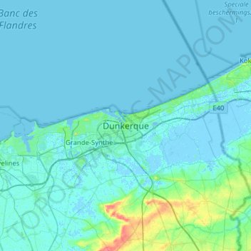 Dunkirk topographic map, elevation, terrain