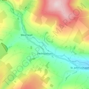 West Blackdene topographic map, elevation, terrain