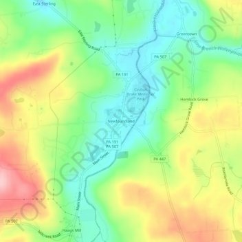 Newfoundland topographic map, elevation, terrain