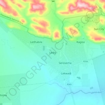 Ledig topographic map, elevation, terrain