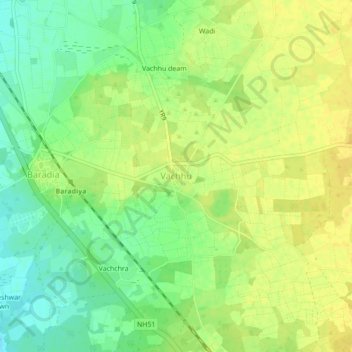Vachhu topographic map, elevation, terrain