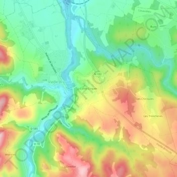 Coste Cirgues topographic map, elevation, terrain