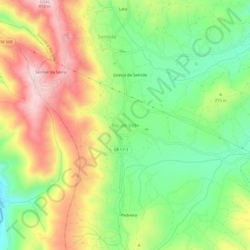 Rio de Vide topographic map, elevation, terrain