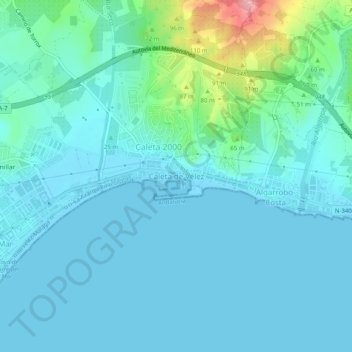 Caleta de Vélez topographic map, elevation, terrain