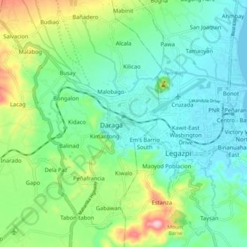 Daraga topographic map, elevation, terrain