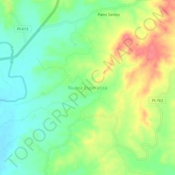Nueva Esperanza topographic map, elevation, terrain