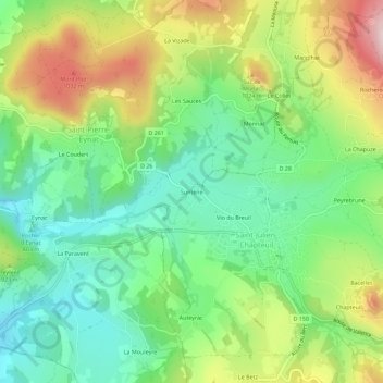 Sumène topographic map, elevation, terrain
