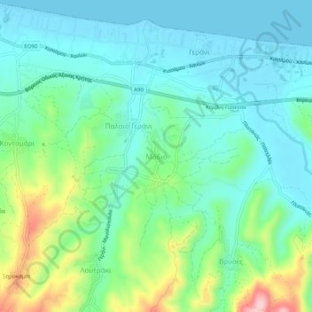 Modio topographic map, elevation, terrain