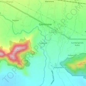 Carangan topographic map, elevation, terrain