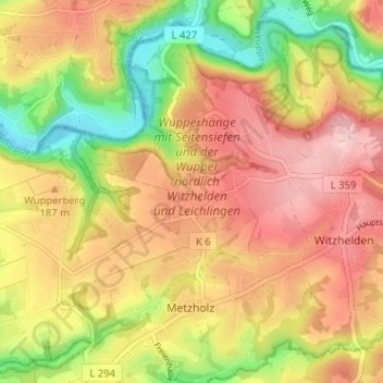 Oberbüscherhof topographic map, elevation, terrain