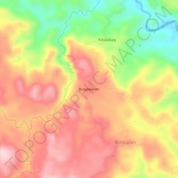 Bugawasan topographic map, elevation, terrain