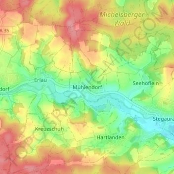 Mühlendorf topographic map, elevation, terrain