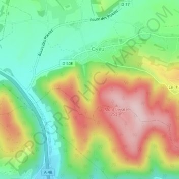 Combe Patarat topographic map, elevation, terrain