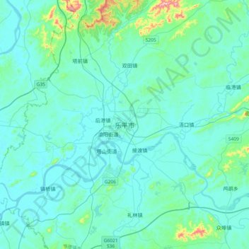 Leping topographic map, elevation, terrain