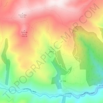 Forna topographic map, elevation, terrain