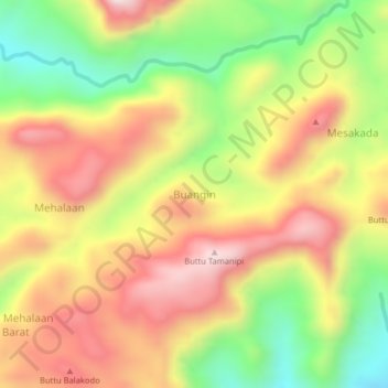 Buangin topographic map, elevation, terrain