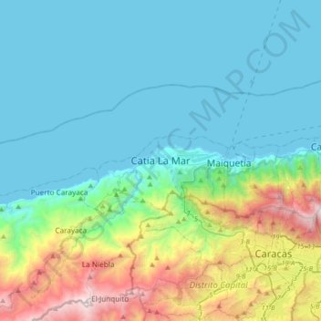 Catia La Mar topographic map, elevation, terrain