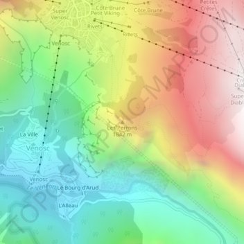 Les Perrons topographic map, elevation, terrain