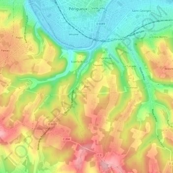 Dian topographic map, elevation, terrain