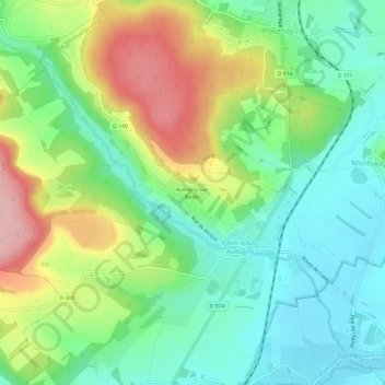 Aubigny-sur-Badin topographic map, elevation, terrain