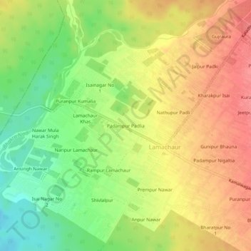 Padampur Padlia topographic map, elevation, terrain