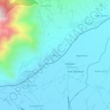 Qasba Lar topographic map, elevation, terrain