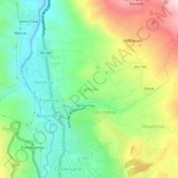 Curhuas topographic map, elevation, terrain