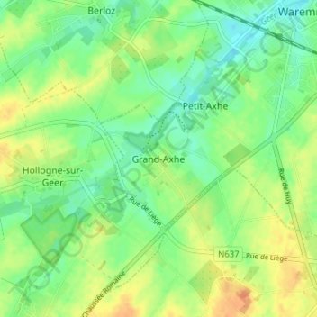 Grand-Axhe topographic map, elevation, terrain