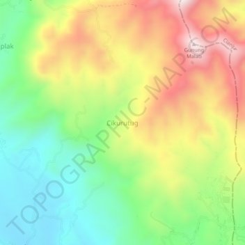 Cikurutug topographic map, elevation, terrain