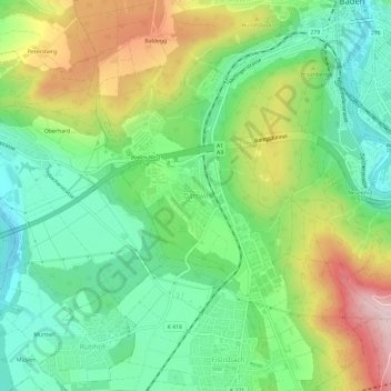 Dättwil topographic map, elevation, terrain